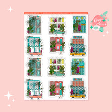 Load image into Gallery viewer, Breeze Blocks and Plants Buildings Art Sticker Set