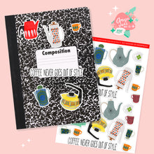 Load image into Gallery viewer, Mid Century Modern Coffee Pot and Mugs Sticker Set