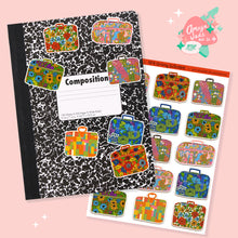 Load image into Gallery viewer, 60's Groovy Suitcases Art Sticker Set