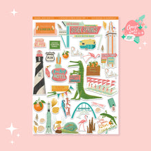 Load image into Gallery viewer, Vintage Florida Road Trip Art Sticker Set