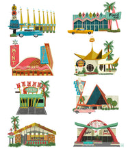 Load image into Gallery viewer, Googie Businesses Art Print