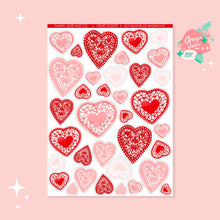 Load image into Gallery viewer, Heart Doilies Sticker Pack Holographic Vinyl