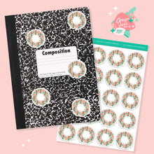 Load image into Gallery viewer, Kitschy Flamingo Christmas Wreath Art Sticker Set