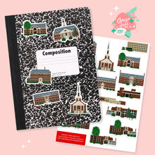 Load image into Gallery viewer, MacMurray College Campus Buildings Art Sticker Set