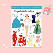 Load image into Gallery viewer, Margie's Catskills Fashions Paperdoll Art Sticker Set
