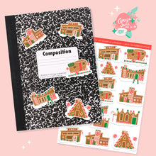 Load image into Gallery viewer, Mid Century Modern Gingerbread Houses Art Sticker Set
