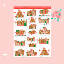 Load image into Gallery viewer, Mid Century Modern Gingerbread Houses Art Sticker Set