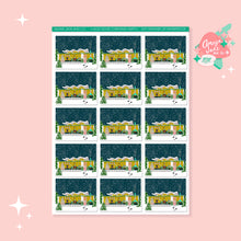 Load image into Gallery viewer, Mid Century Modern House Christmas Party Art Sticker Set