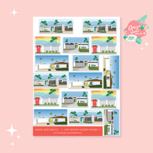 Load image into Gallery viewer, Mid Century Modern Houses Art Sticker Set