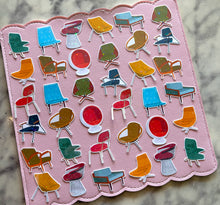 Load image into Gallery viewer, Mid Mod Colorful Chairs Sticker Pack Holographic Vinyl