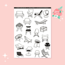Load image into Gallery viewer, Mid Century Modern Chairs Sticker Set