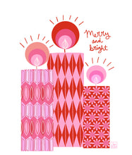 Load image into Gallery viewer, Mod Christmas Candles Pink and Red Art Print
