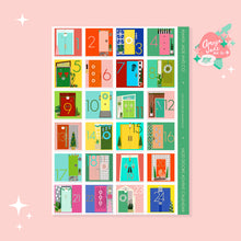 Load image into Gallery viewer, Mod Doors Christmas Advent Calendar Art Sticker Set