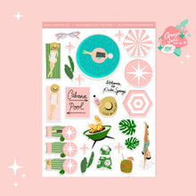 Load image into Gallery viewer, Palm Springs Pool Vacation Art Sticker Set