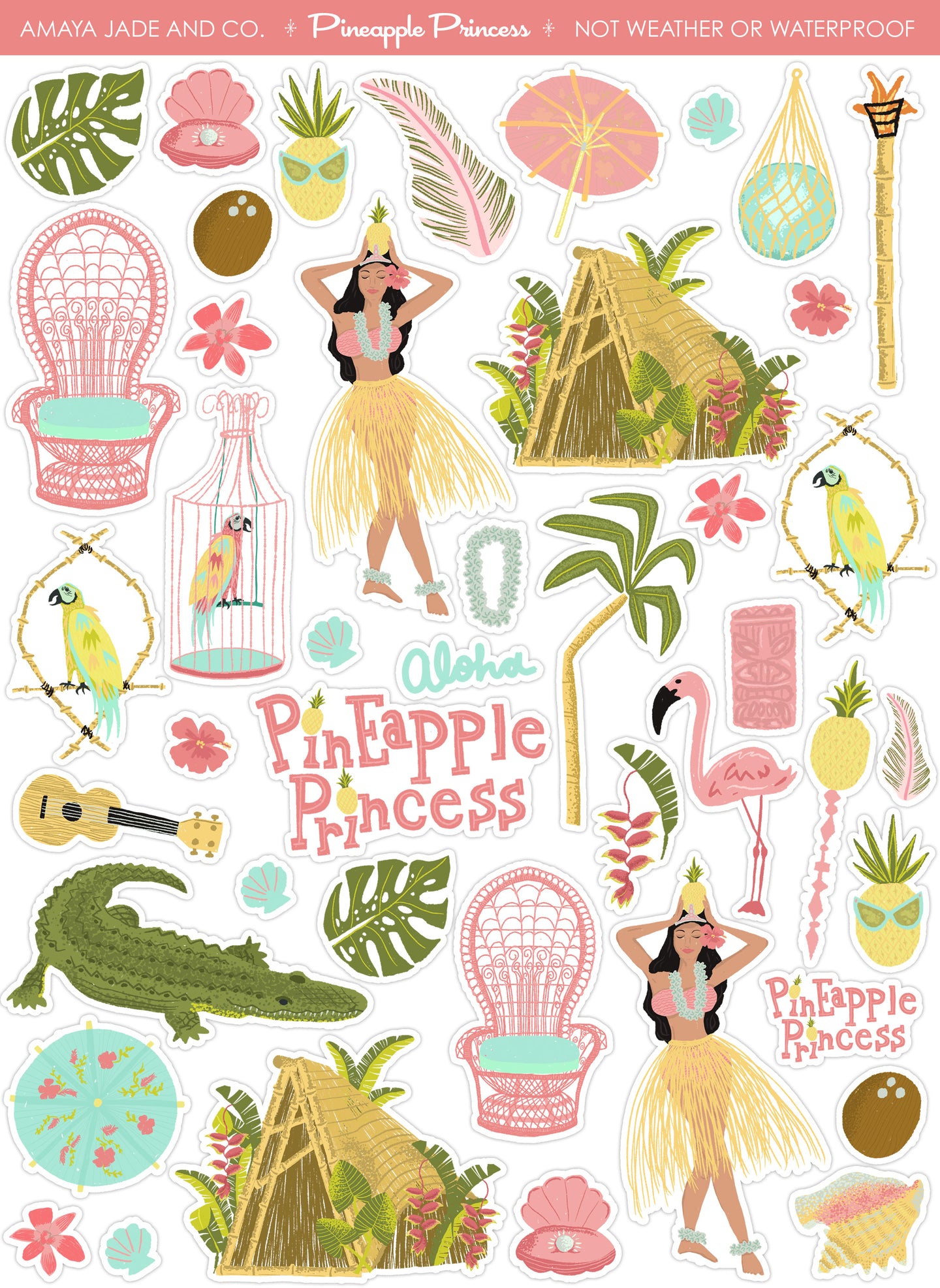 Pineapple Princess Art Sticker Set