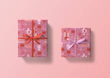 Load image into Gallery viewer, Mod Christmas Red and Pink Specialty Art Wrapping Paper One of a Kind