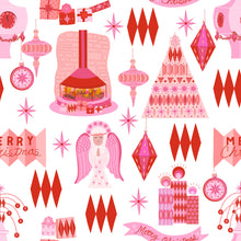 Load image into Gallery viewer, Mod Christmas Red and Pink Specialty Art Wrapping Paper One of a Kind