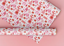 Load image into Gallery viewer, Mod Christmas Red and Pink Specialty Art Wrapping Paper One of a Kind