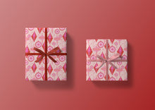 Load image into Gallery viewer, Red and Pink Ornaments Specialty Art Wrapping Paper One of a Kind