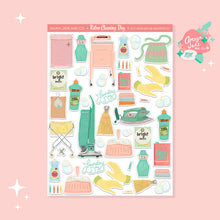 Load image into Gallery viewer, Retro Cleaning Day Art Sticker Set
