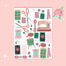 Load image into Gallery viewer, Sewing Tools and Notions Art Sticker Set