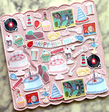Load image into Gallery viewer, Vintage Birthday Party Sticker Pack Holographic Vinyl