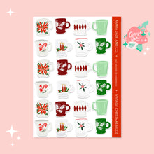 Load image into Gallery viewer, Vintage Christmas Mugs Art Sticker Set
