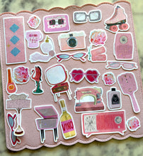 Load image into Gallery viewer, Vintage Pink Things Sticker Pack Holographic Vinyl