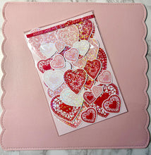 Load image into Gallery viewer, Valentine's Day Heart Doilies Sticker Pack Holographic Vinyl