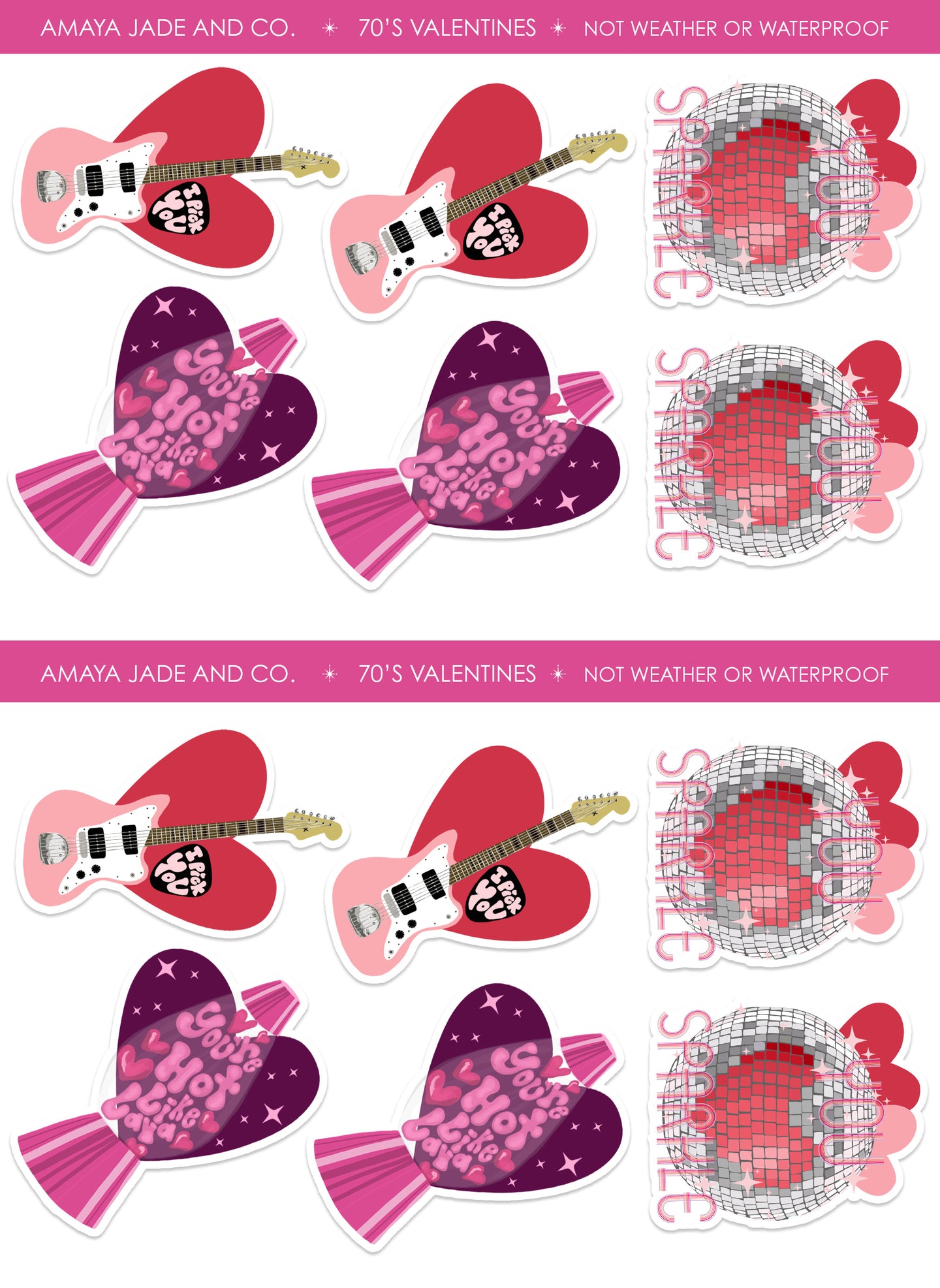 70's Valentine Art Sticker Set