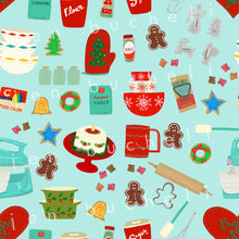 Load image into Gallery viewer, Christmas Baking Blue Background Specialty Art Wrapping Paper One of a Kind