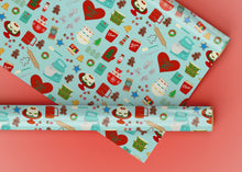 Load image into Gallery viewer, Christmas Baking Blue Background Specialty Art Wrapping Paper One of a Kind