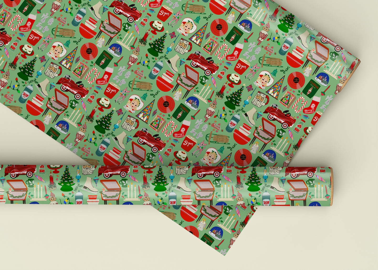 Christmas Nostalgia Specialty Art Wrapping Paper One of a Kind