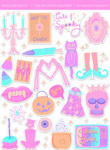 Load image into Gallery viewer, Limited Edition Lavender Mod Putz Houses Halloween DIY Kit Set of 5 Undecorated and Mini Sticker Sheet