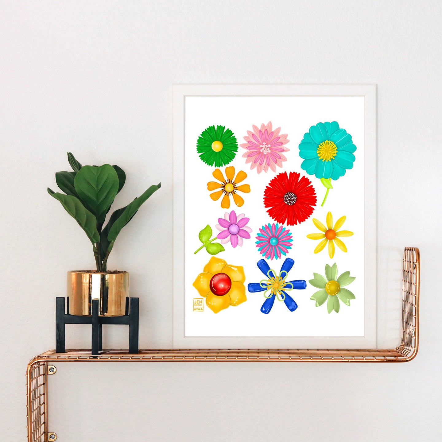 Enamel Flower Pin Collection Art Print