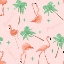 Load image into Gallery viewer, Flamingo and Palm Tree Pink Specialty Art Wrapping Paper One of a Kind