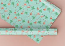 Load image into Gallery viewer, Flamingo and Palm Tree Specialty Art Wrapping Paper One of a Kind