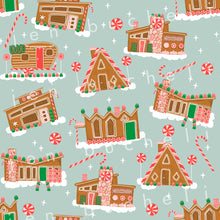 Load image into Gallery viewer, Mid Century Modern Gingerbread Houses Specialty Art Wrapping Paper One of a Kind