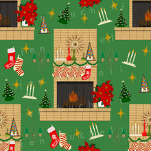 Load image into Gallery viewer, Mod Christmas Fireplace Specialty Art Wrapping Paper One of a Kind