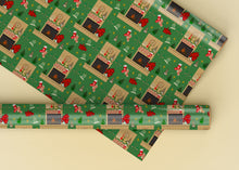 Load image into Gallery viewer, Mod Christmas Fireplace Specialty Art Wrapping Paper One of a Kind
