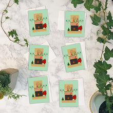 Load image into Gallery viewer, Mod Christmas Fireplace Cards w/envelopes Set of 6