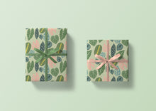Load image into Gallery viewer, Pink and Green Plant Leaves Specialty Art Wrapping Paper One of a Kind