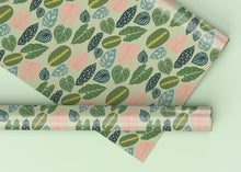Load image into Gallery viewer, Pink and Green Plant Leaves Specialty Art Wrapping Paper One of a Kind
