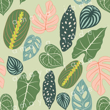 Load image into Gallery viewer, Pink and Green Plant Leaves Specialty Art Wrapping Paper One of a Kind