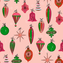 Load image into Gallery viewer, Pink and Green Ornaments Specialty Art Wrapping Paper One of a Kind