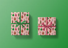 Load image into Gallery viewer, Pink and Green Ornaments Specialty Art Wrapping Paper One of a Kind
