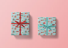 Load image into Gallery viewer, Mod Putz Houses Blue Specialty Art Wrapping Paper One of a Kind