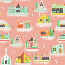 Load image into Gallery viewer, Mod Putz Houses Pink Specialty Art Wrapping Paper One of a Kind