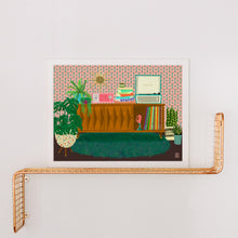 Load image into Gallery viewer, Mid-Century Modern Record Player Credenza Pink Wallpaper Art Print