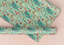 Load image into Gallery viewer, Route 66 Road Trip Aqua Wrapping Paper